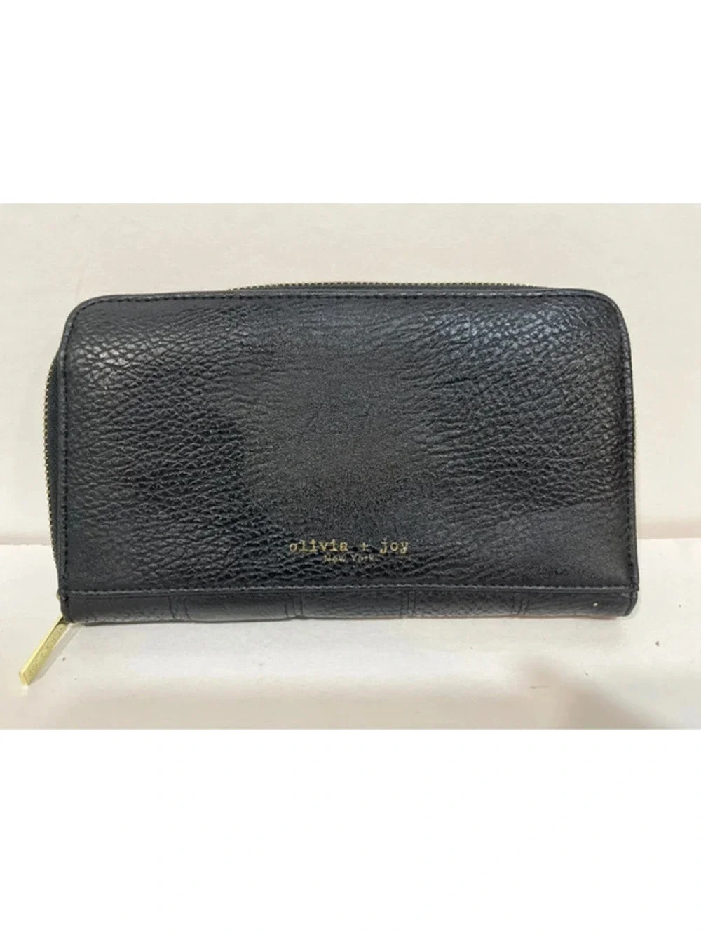 Olivia & Joy Women's Black Faux Leather Wallet 2 Divided Sections